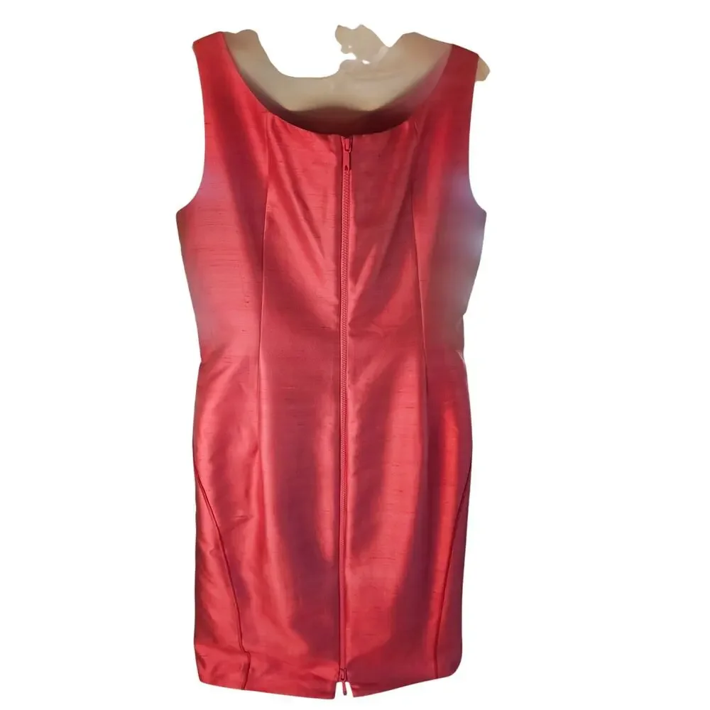 Lafayette 148 Pink Rosette Shift Dress Sz 14 Zip Up 55% Silk Sleeveless NWT - Picture 4 of 9